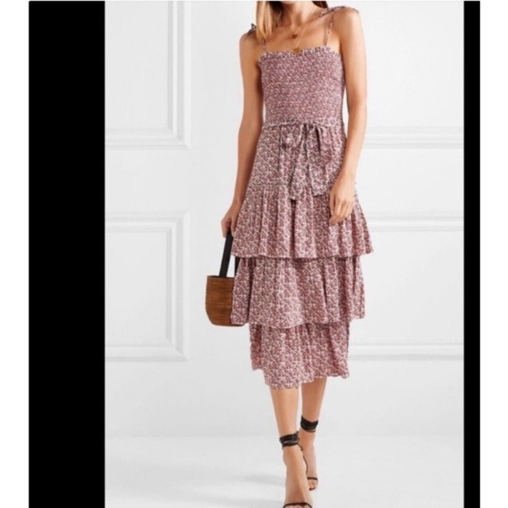 Tory Burch Pink Floral Midi Dress